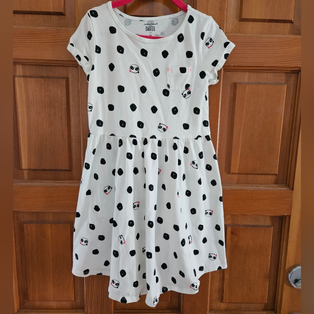 Jumping Beans all day play dress, Size 6x, Black and white panda design